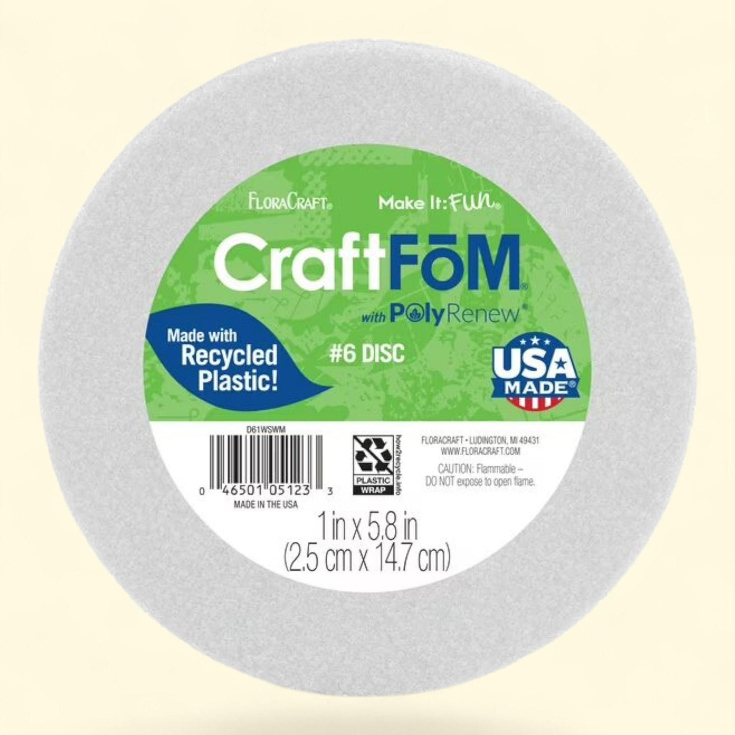 FloraCraft CraftF?M Disc, 1 inch x 5.8 inch