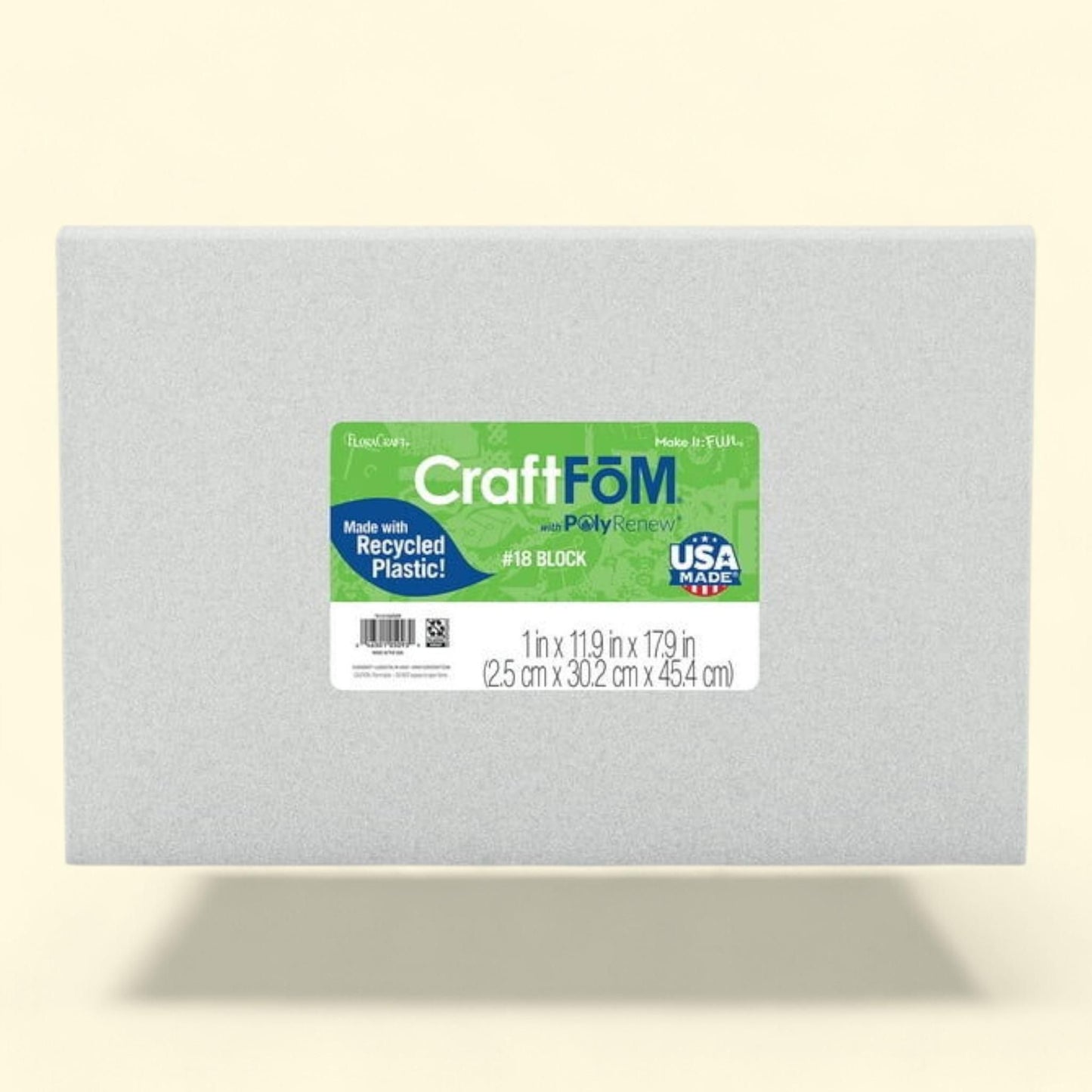 FloraCraft CraftF?M Crafting Foam Block 1" x 11.9" x 17.9" White