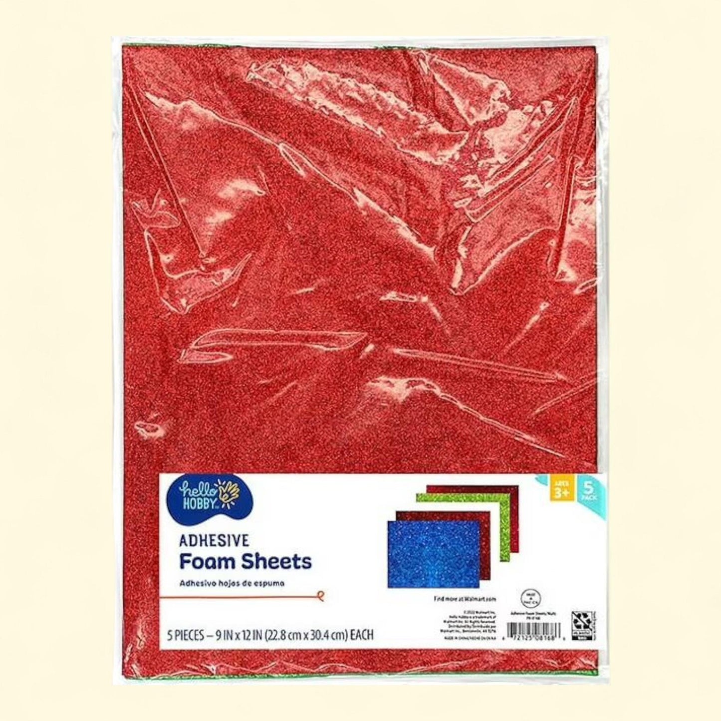 Hello Hobby Adhesive Glitter Foam Sheets, 9" x 12", 5 Assorted Colo... — authentic US product shipped worldwide by Treatspree