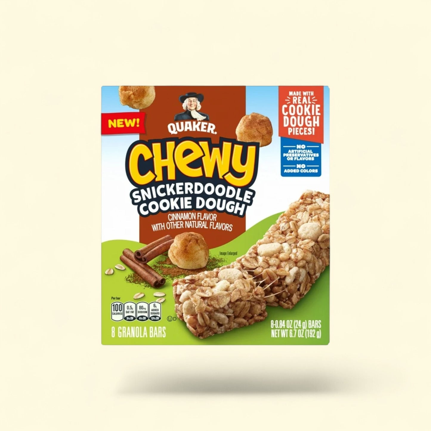 Quaker Chewy Granola Bars, Snickerdoodle, 0.84 oz, 8 Count — authentic US product shipped worldwide by Treatspree