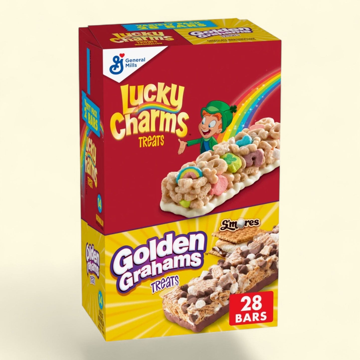 Lucky Charms and Golden Grahams S'mores Cereal Treat Bars, 26.7 oz, 28 Ct