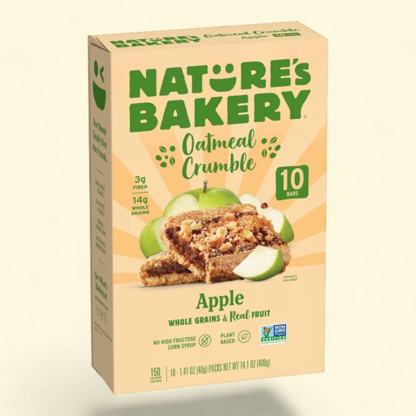 Nature's Bakery, Oatmeal Crumble Apple, 10 Breakfast Snack Bars, 1.41 oz