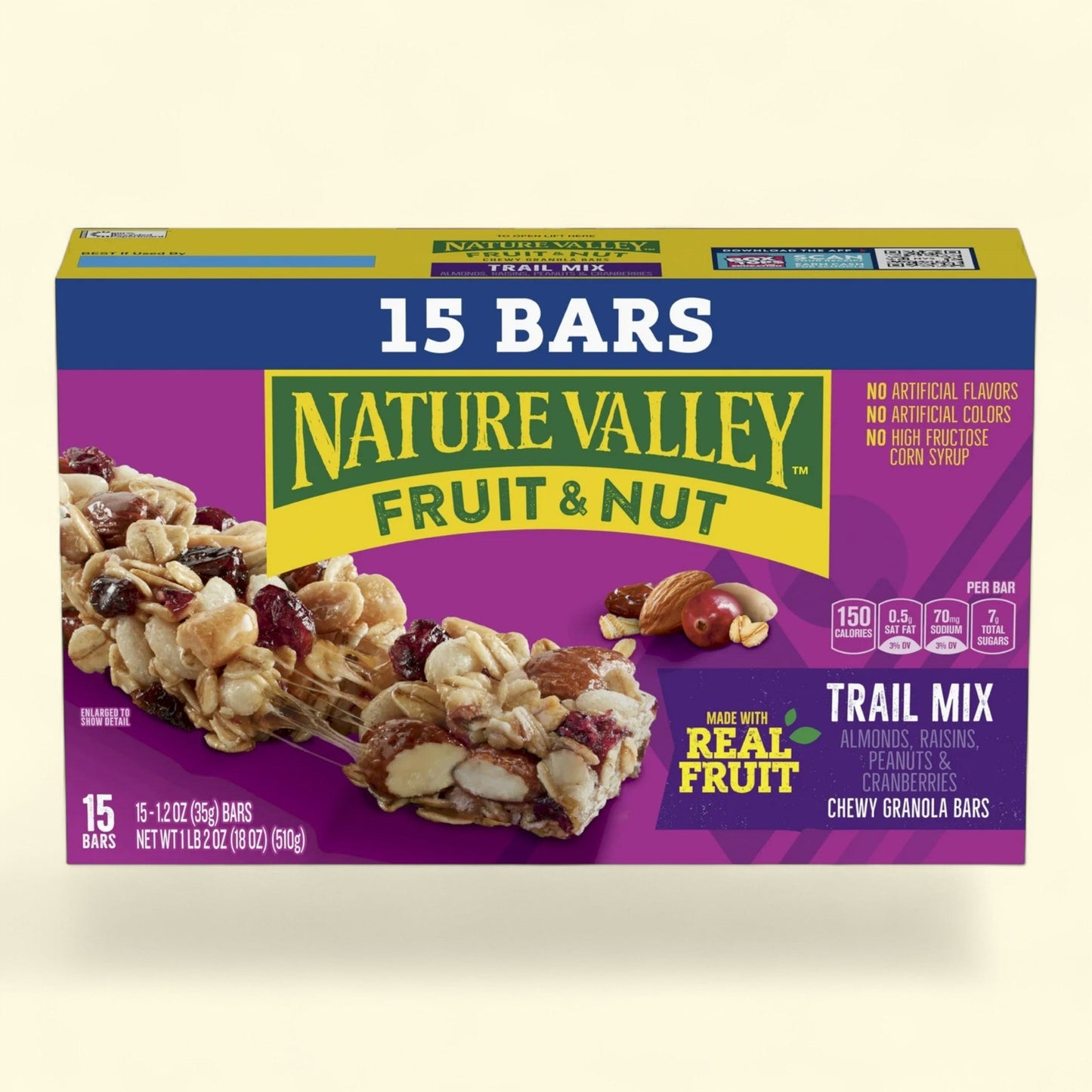 Nature Valley Chewy Fruit and Nut Granola Bars, Trail Mix, 18 oz, 15 Bars