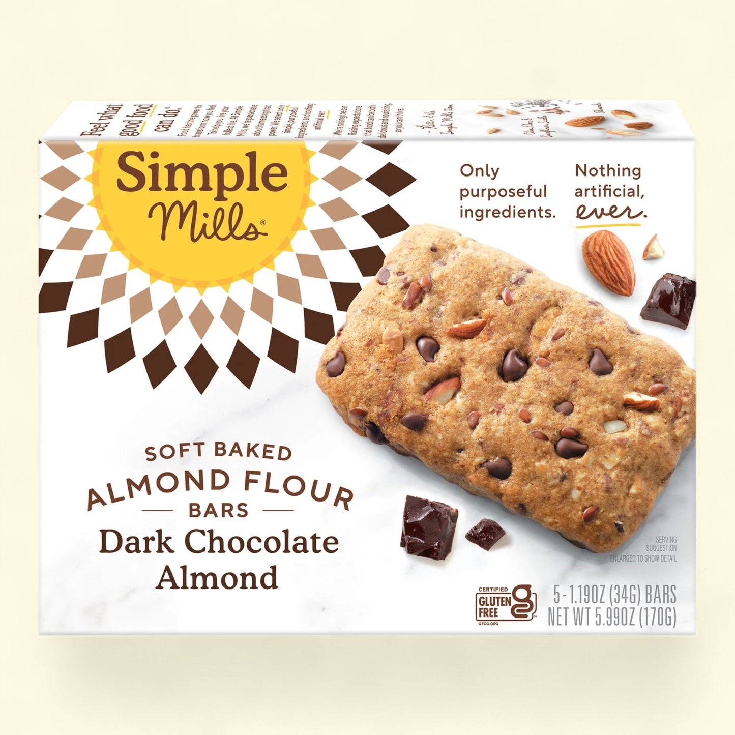 Simple Mills Almond Flour Bars, Dark Chocolate Almond, 5 Count
