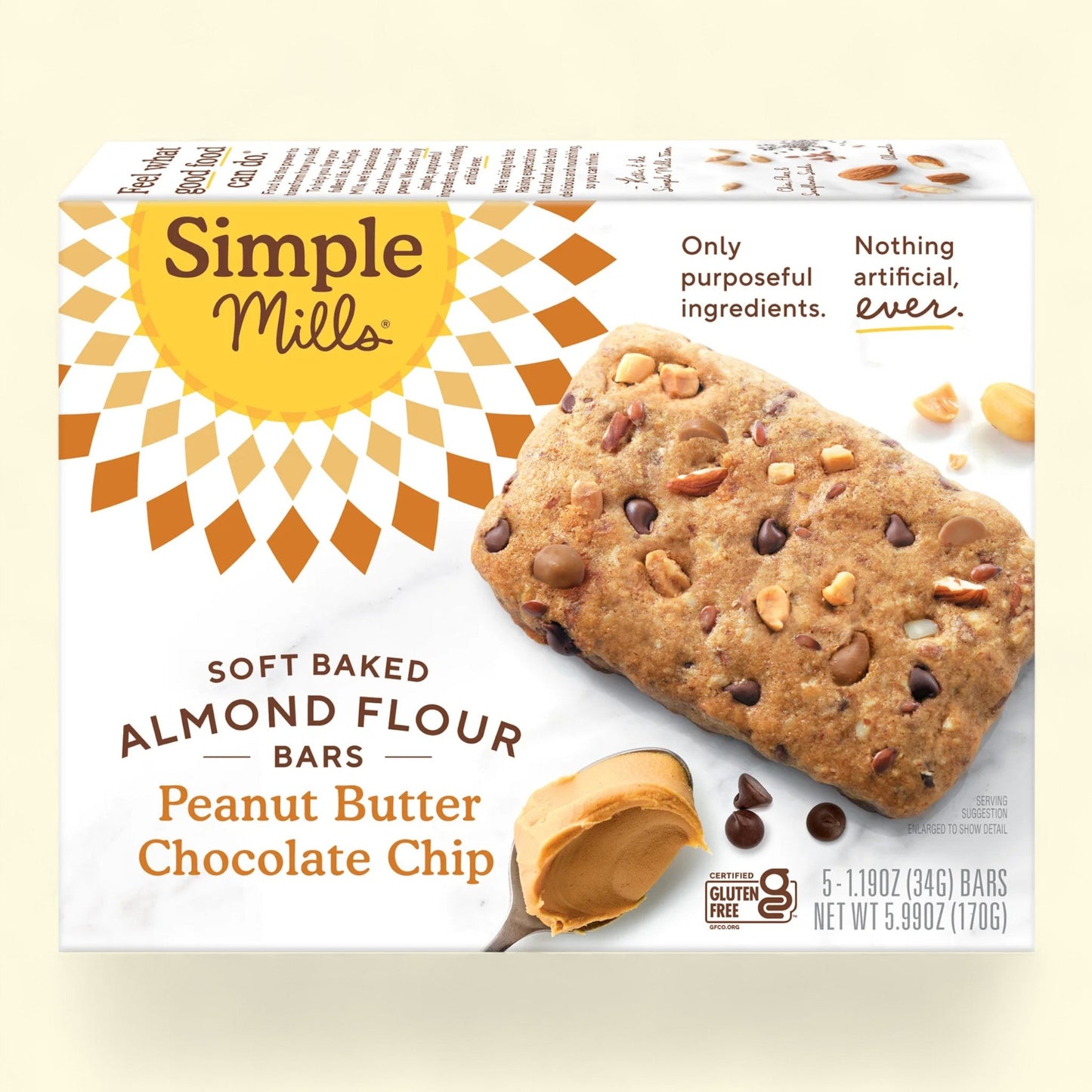 Simple Mills Almond Flour Bars, Peanut Butter Chocolate Chip, 5 Count