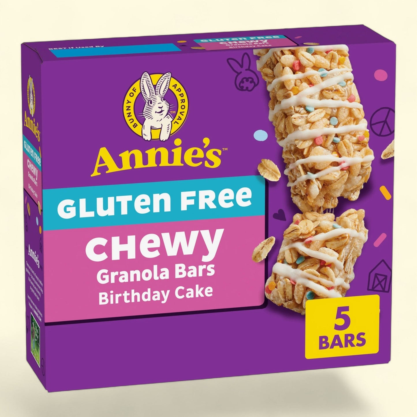 Annie's Chewy Granola Bars, Birthday Cake, 5 Bars, 4.9 oz
