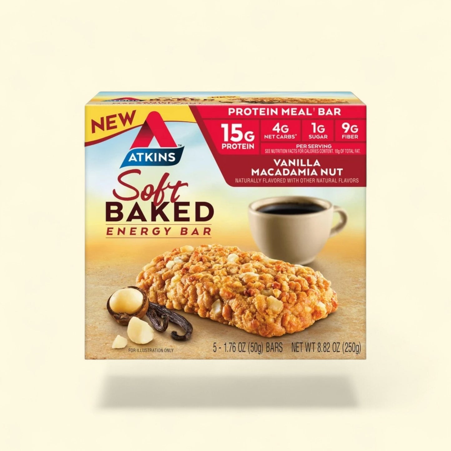 Atkins Protein-Rich Meal Bar, Soft Baked Vanilla Macadamia Nut Bar,... — authentic US product shipped worldwide by Treatspree
