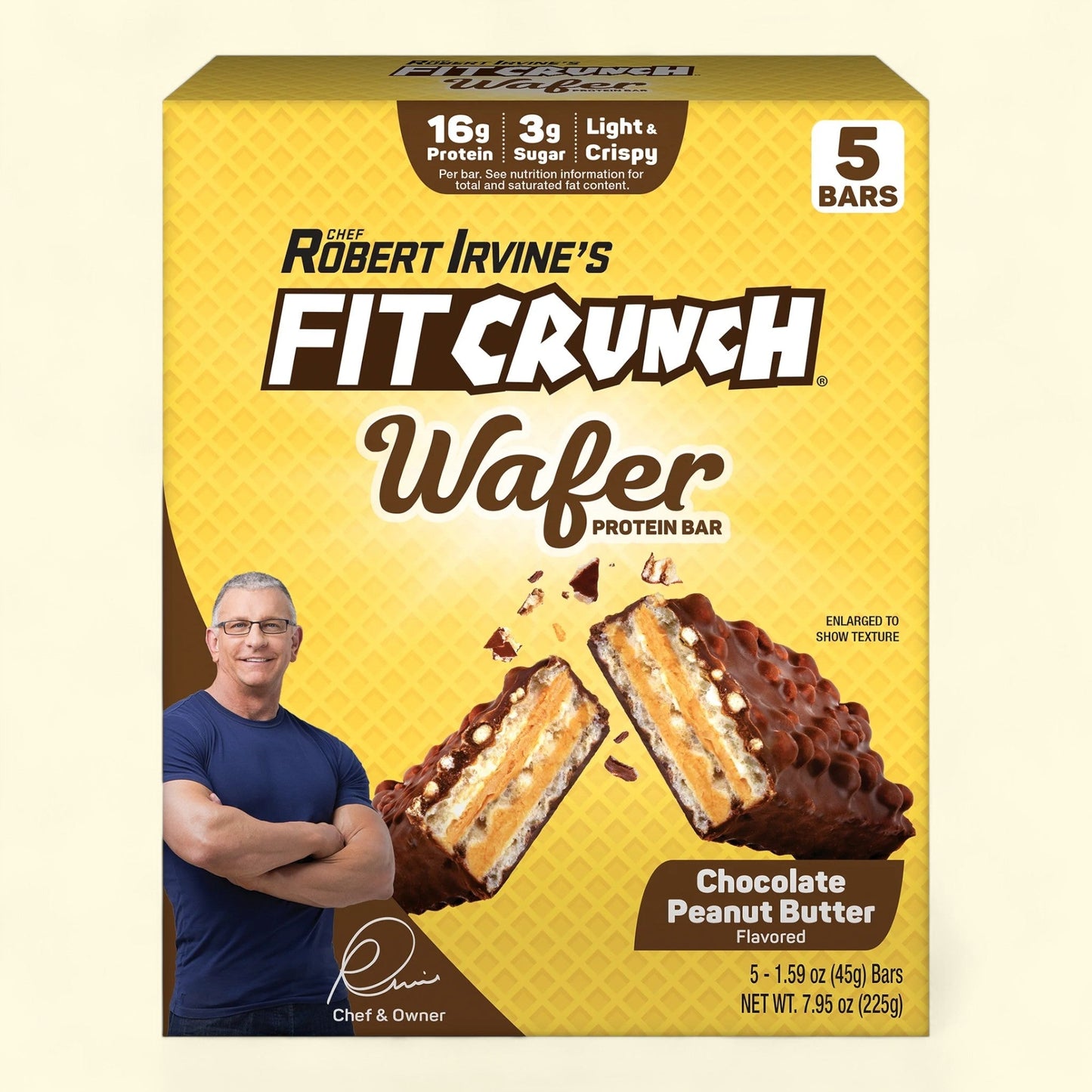 FITCRUNCH Protein Bar, Peanut Butter WAFER, 16g, 5ct