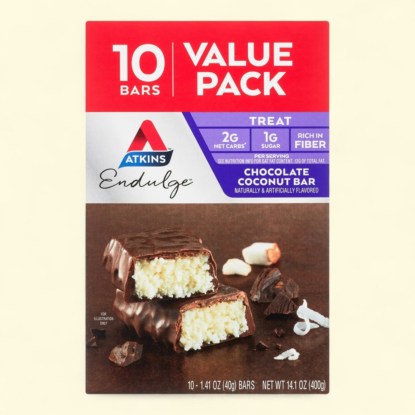 Atkins Endulge Treat, Chocolate Coconut Bar, 10 Ct