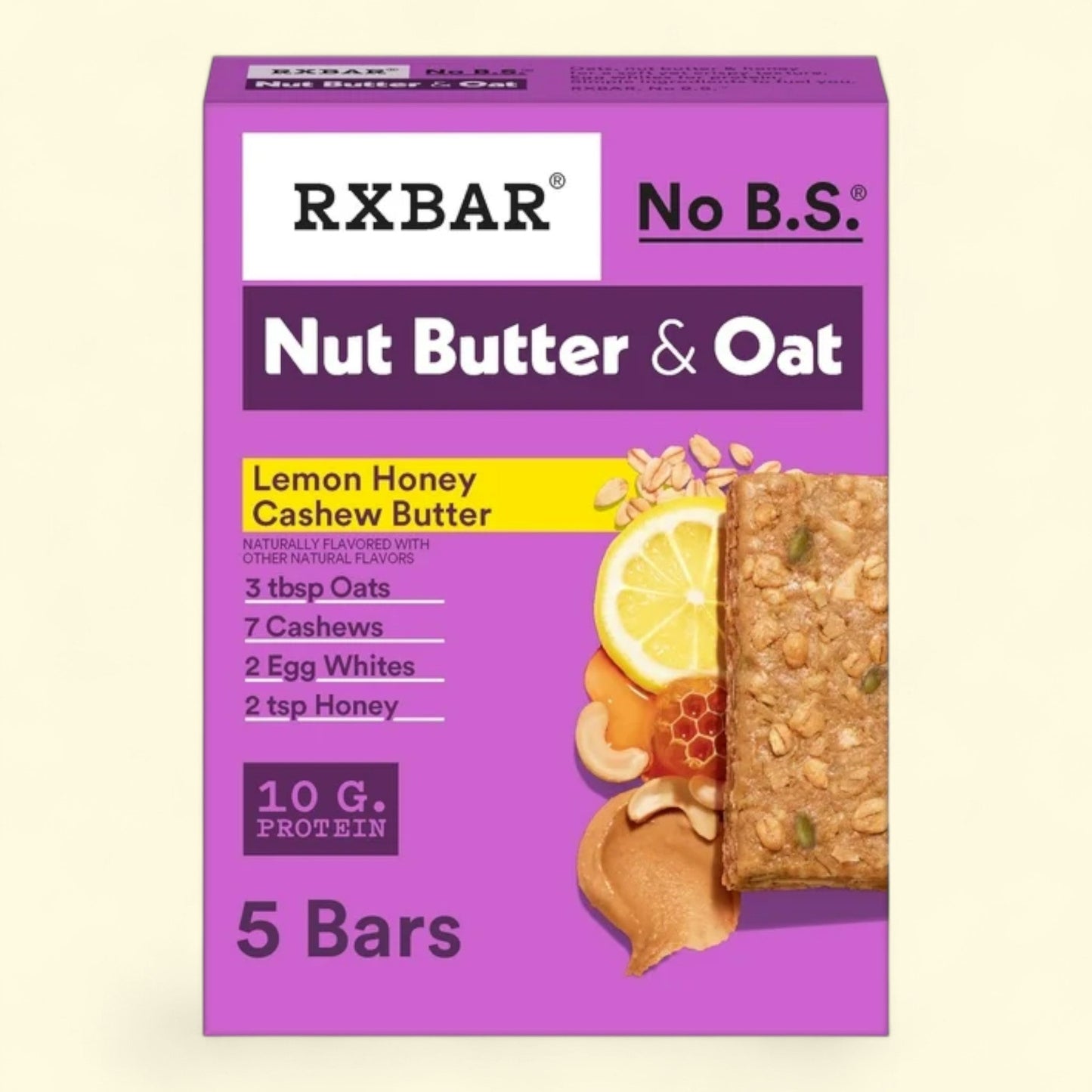 RXBAR Nut Butter and Oat Protein Bars, Lemon Honey Cashew Butter, 5 Count