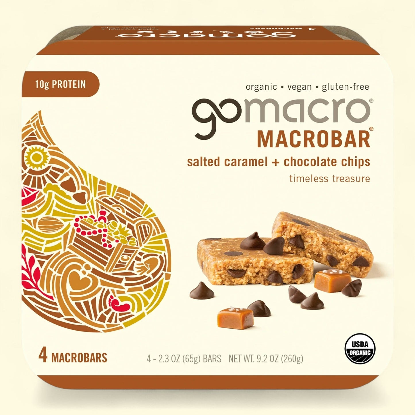GoMacro MacroBar, Salted Caramel + Chocolate Chips, 4ct