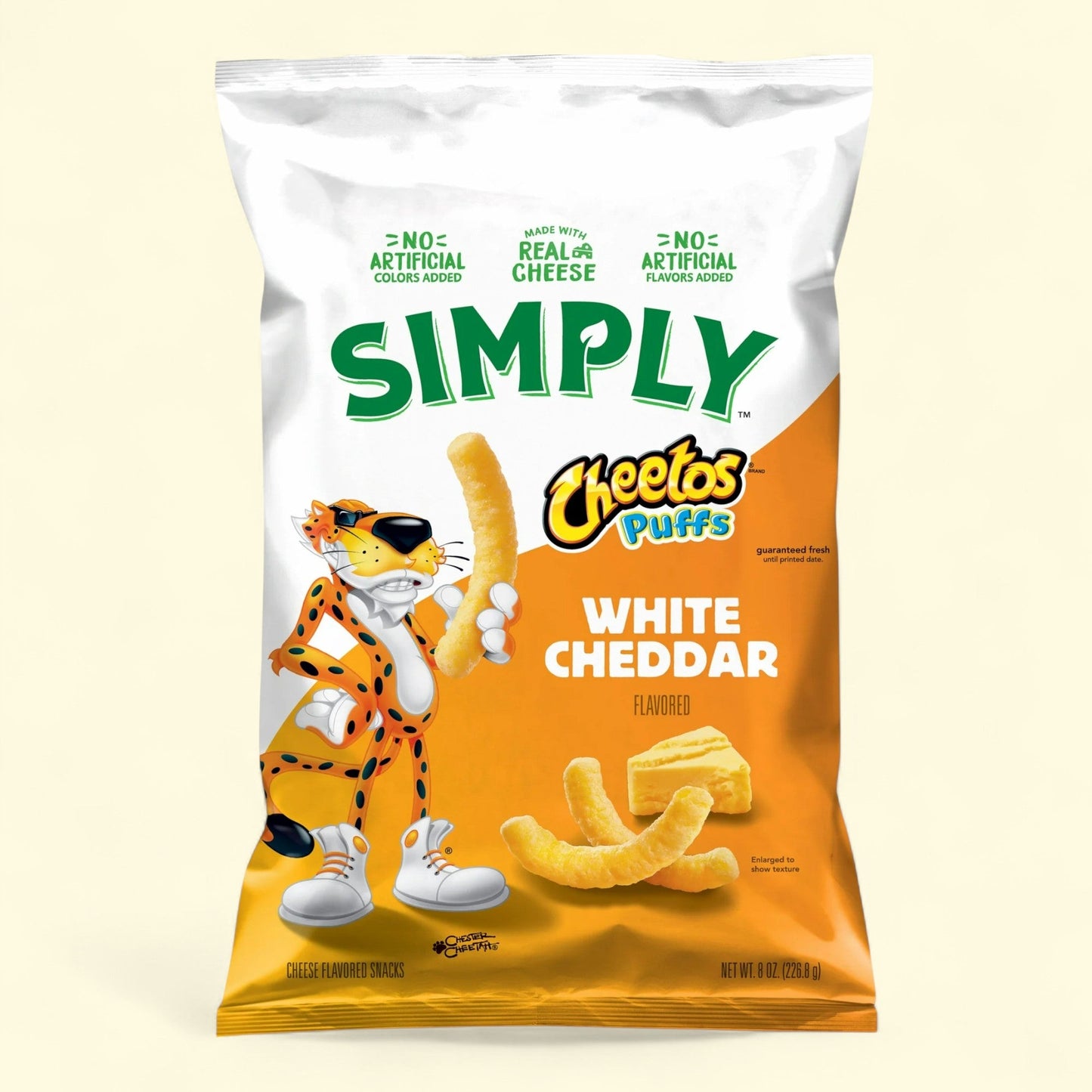 Simply Cheetos Puffs, White Cheddar, 8 Ounce Bag