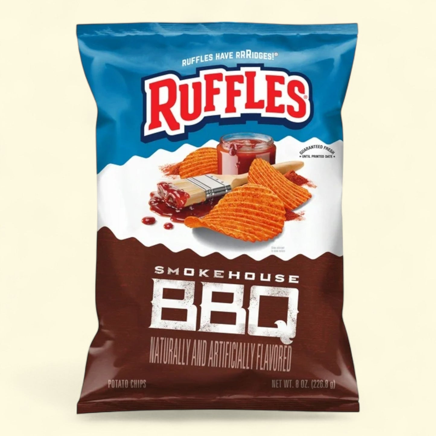 Ruffles Smokehouse BBQ Potato Chips, 8 oz