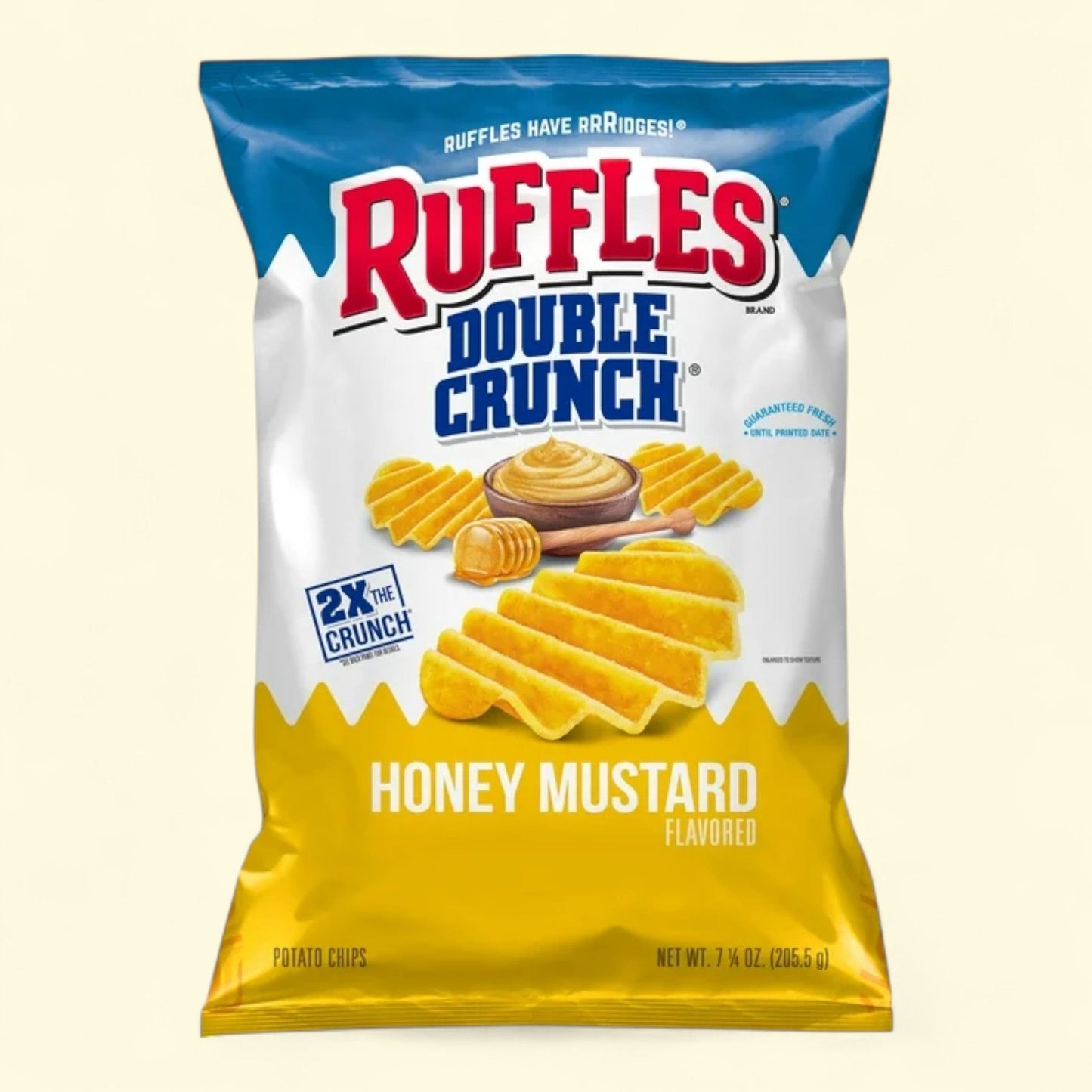 Ruffles Double Crunch, Honey Mustard Potato Chips, 7.25 oz — authentic US product shipped worldwide by Treatspree