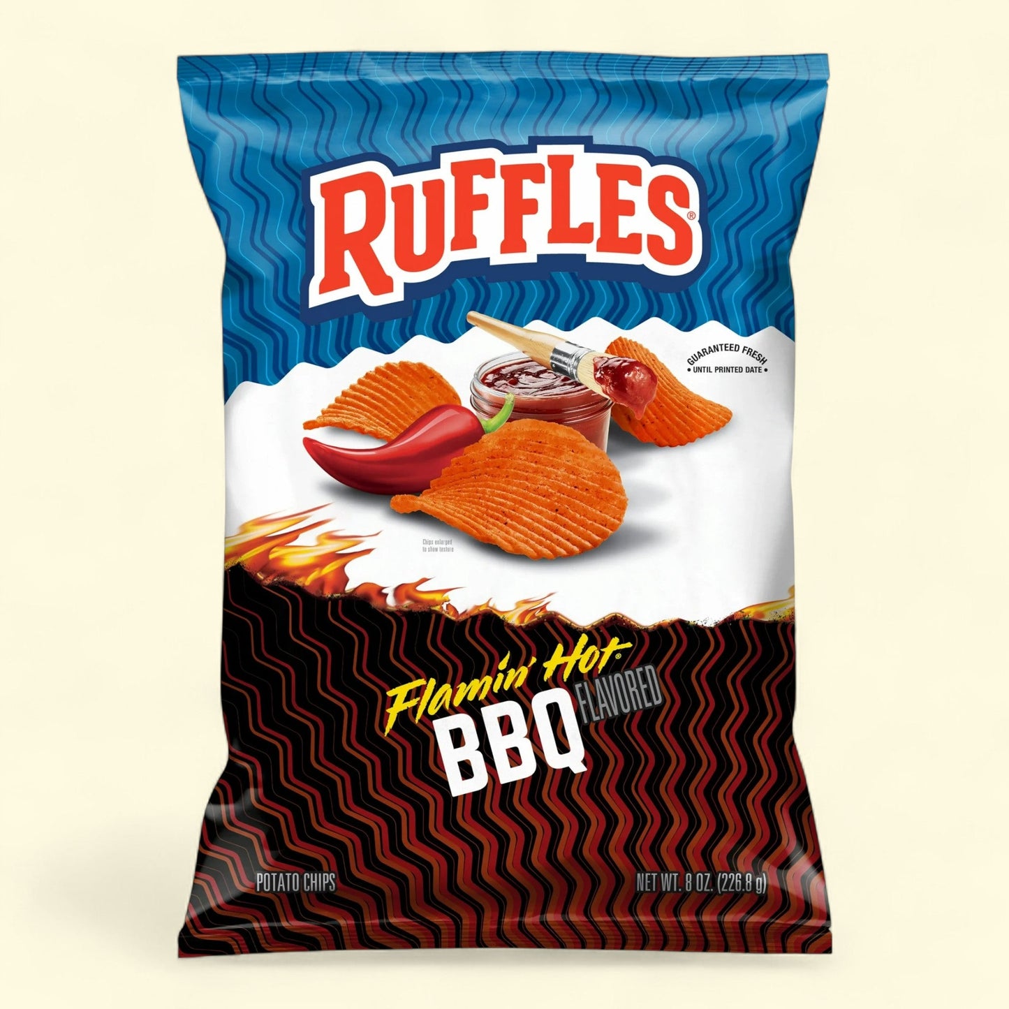 Ruffles Flamin' Hot BBQ Potato Chips, 8 Ounce
