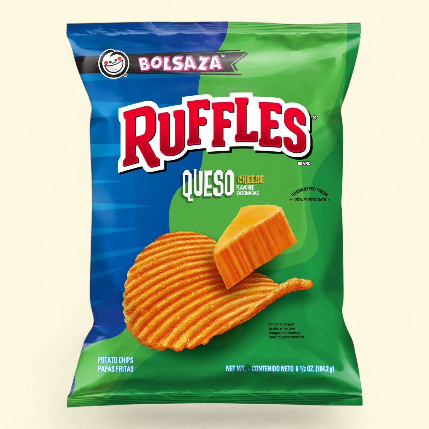Ruffles Queso Cheese Potato Snack Chips, 6.5 oz — authentic US product shipped worldwide by Treatspree
