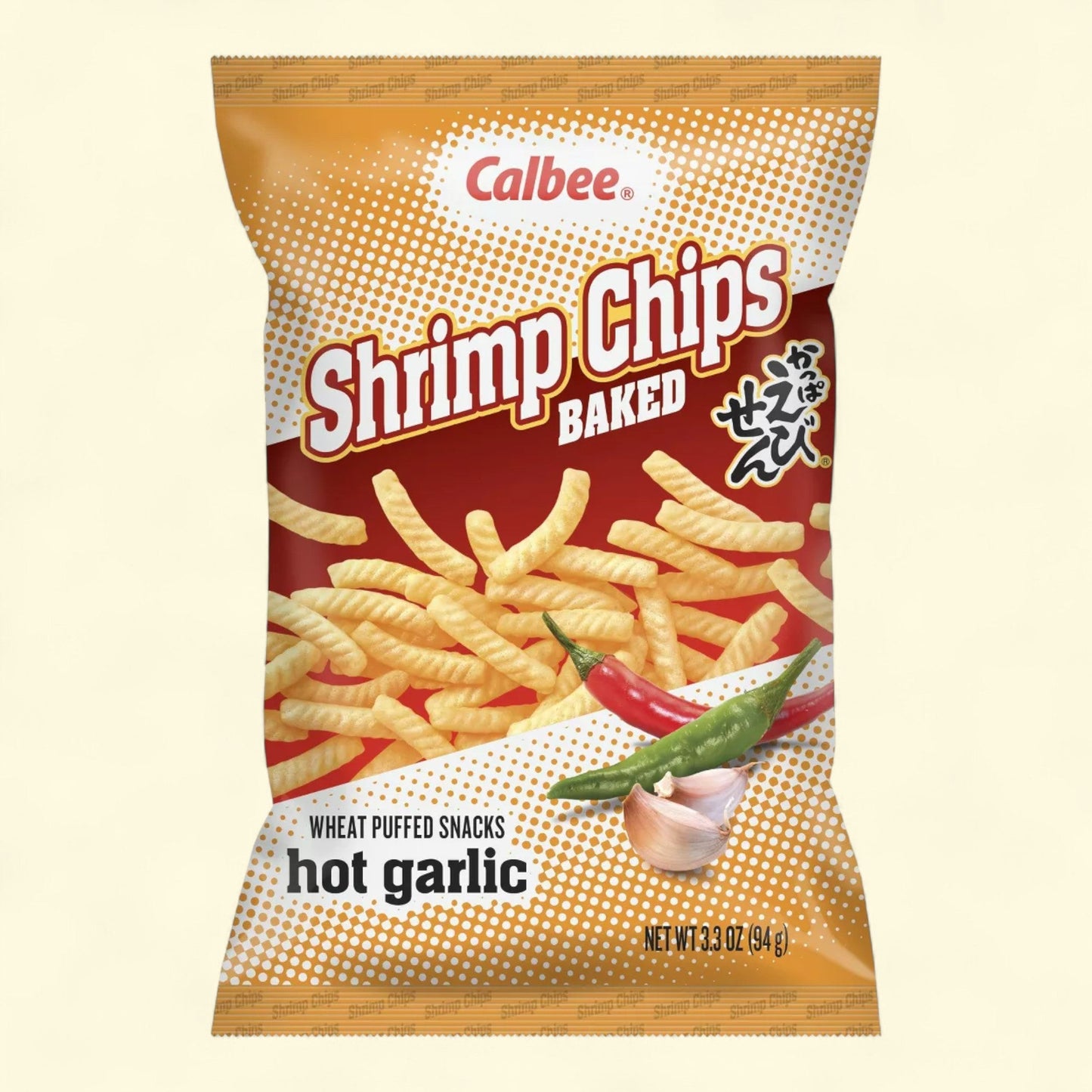 Calbee Shrimp Chips, Hot Garlic Flavor, 3.3oz — authentic US product shipped worldwide by Treatspree