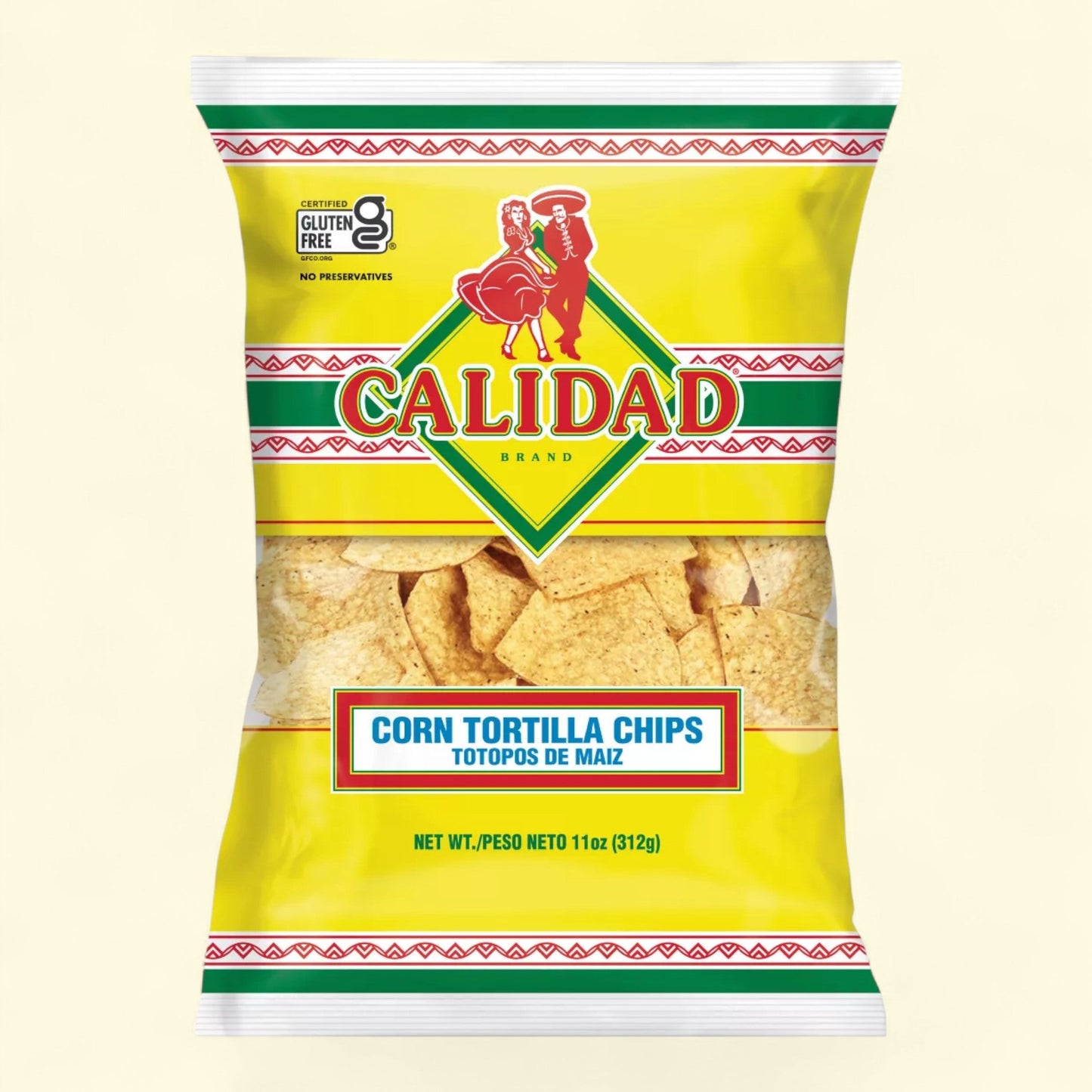 Chips de tortilla au maïs jaune Calidad, 312 g