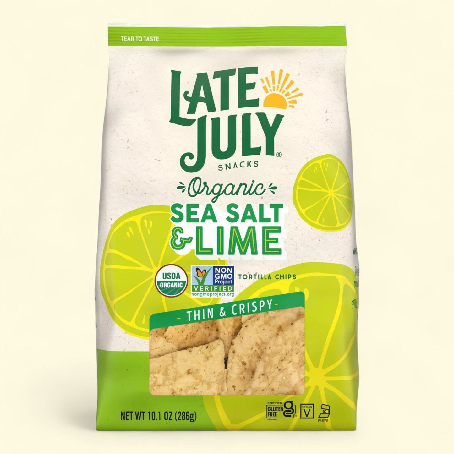 Snacks de fin juillet : chips tortilla au sel de mer et au citron vert, 285 g