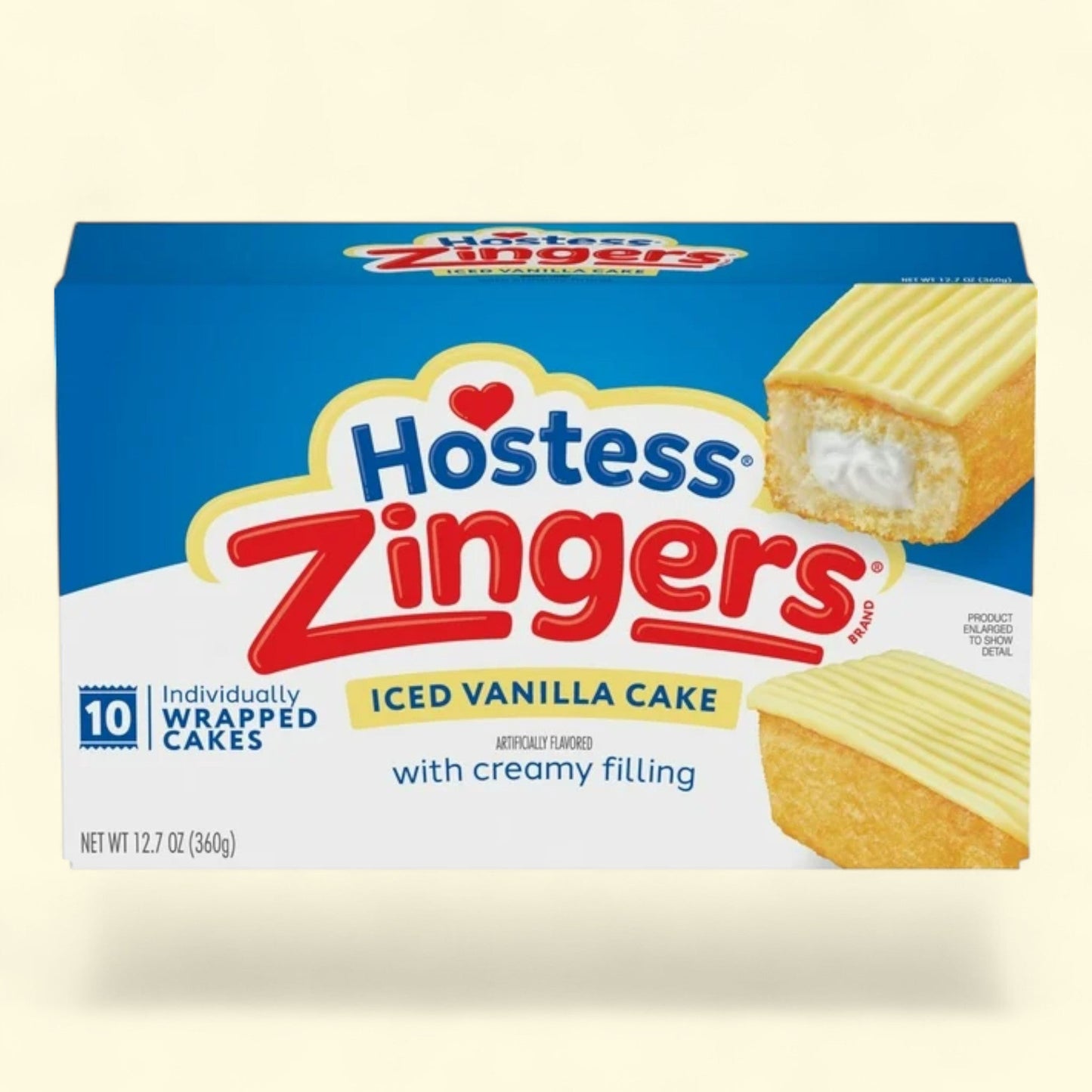 Hostess Zingers Snack Cakes, Iced Vanilla Cake, 12.7 oz (10 Ct.)
