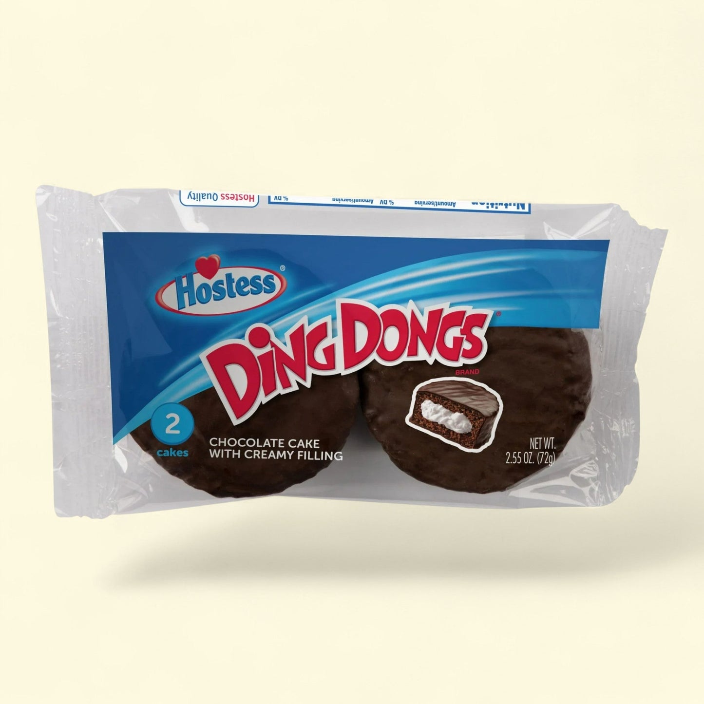 HOSTESS Chocolate DING DONGS, 2 Count, 2.55 oz — authentic US product shipped worldwide by Treatspree