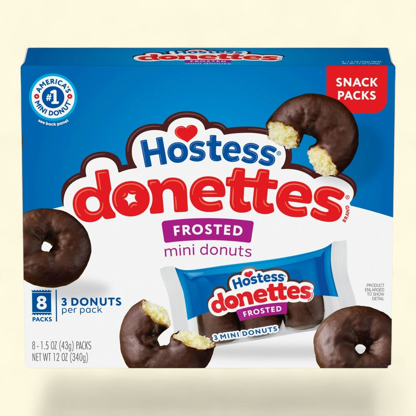 Hostess Donettes, Frosted Mini Donuts, 8 On the Go Packs