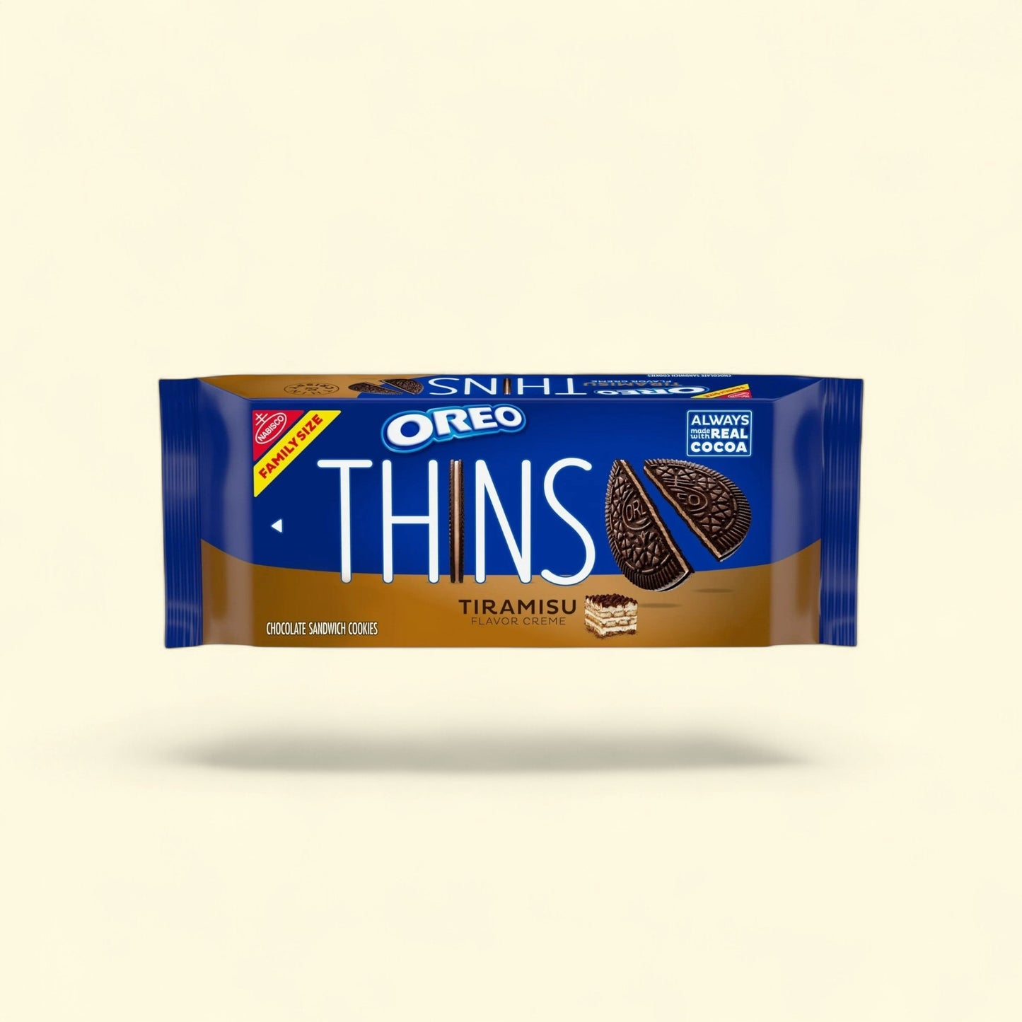 OREO Thins Tiramisu Creme Chocolate Sandwich Cookies, Family Size, ... — authentic US product shipped worldwide by Treatspree