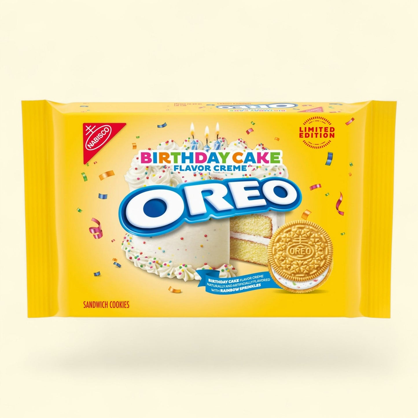 OREO Golden Birthday Cake Creme Sandwich Cookies, 10.68 oz