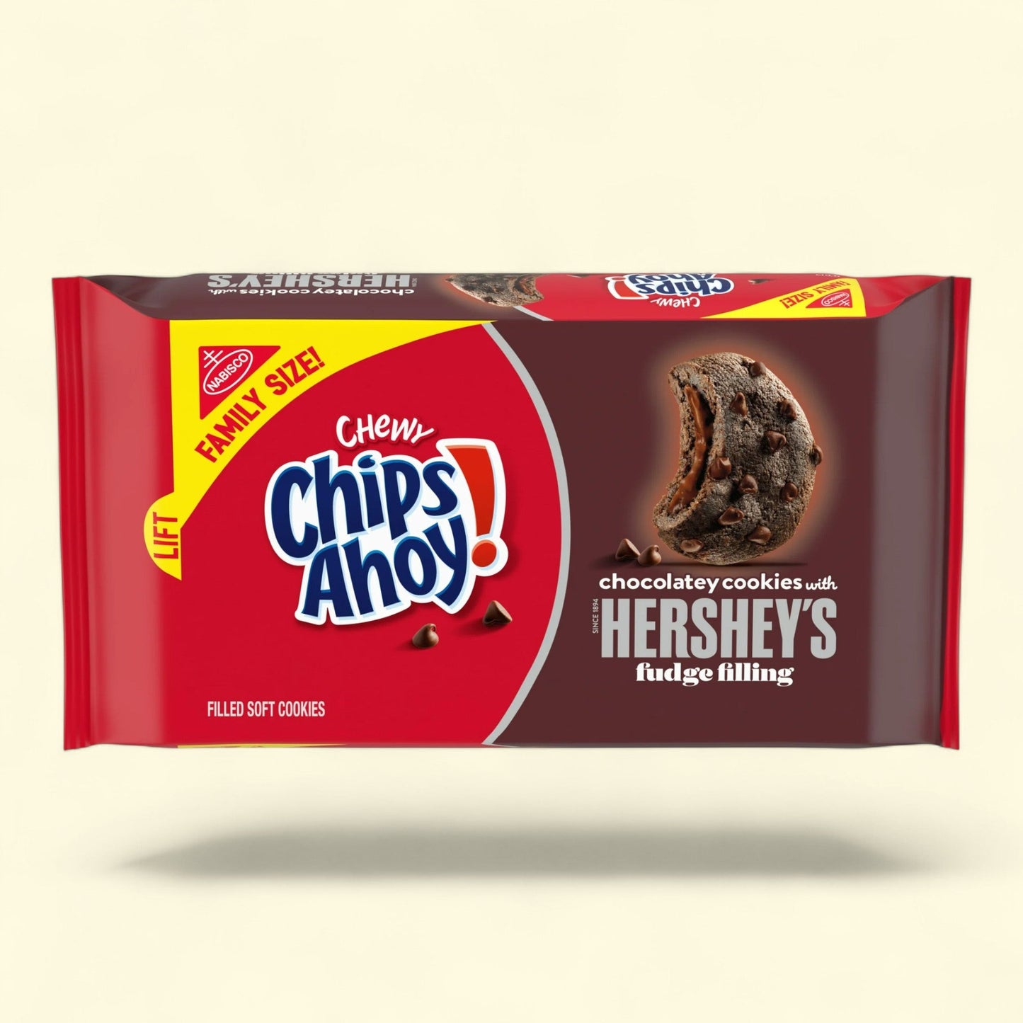 Chips Ahoy Chewy Chocolatey Hershey's Fudge Filled Cookies, Family Size, 14.85 oz