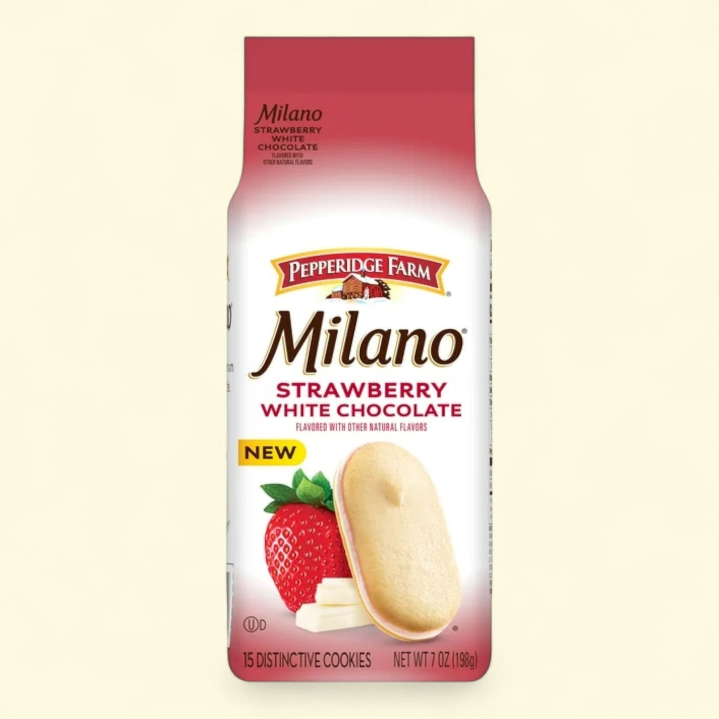 Pepperidge Farm Milano Cookies, White Chocolate Strawberry Flavor, 7 oz Bag