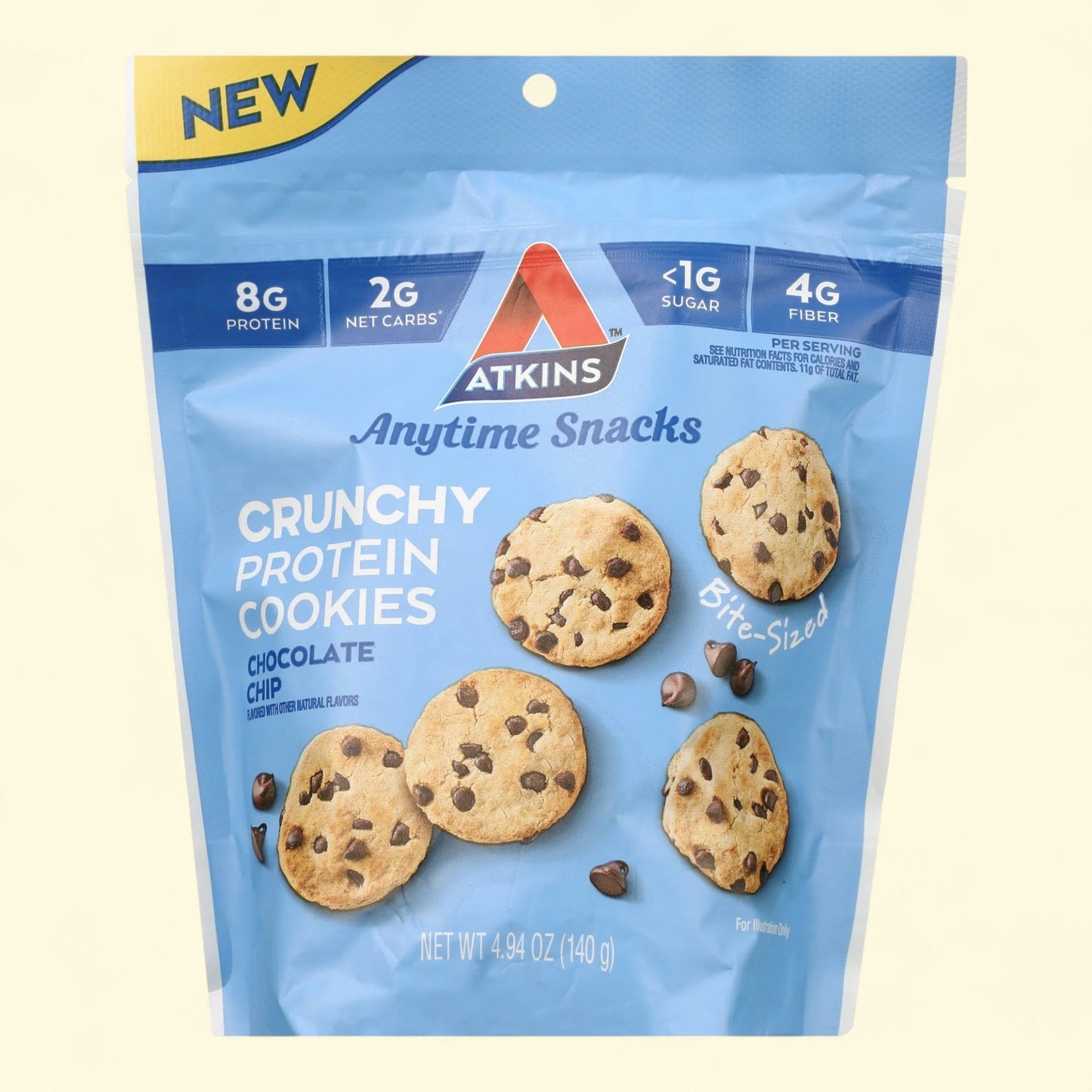 Atkins Protein Cookies, Chocolate Chip, 4.94 oz
