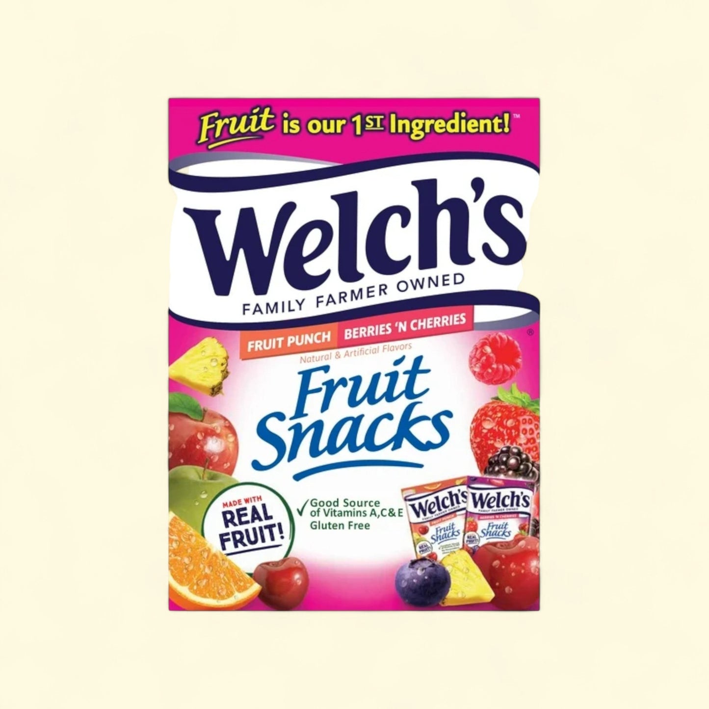 Welch's Fruit Snacks, Fruit Punch & Berries N Cherries, 0.8 oz, 22 ... — authentic US product shipped worldwide by Treatspree