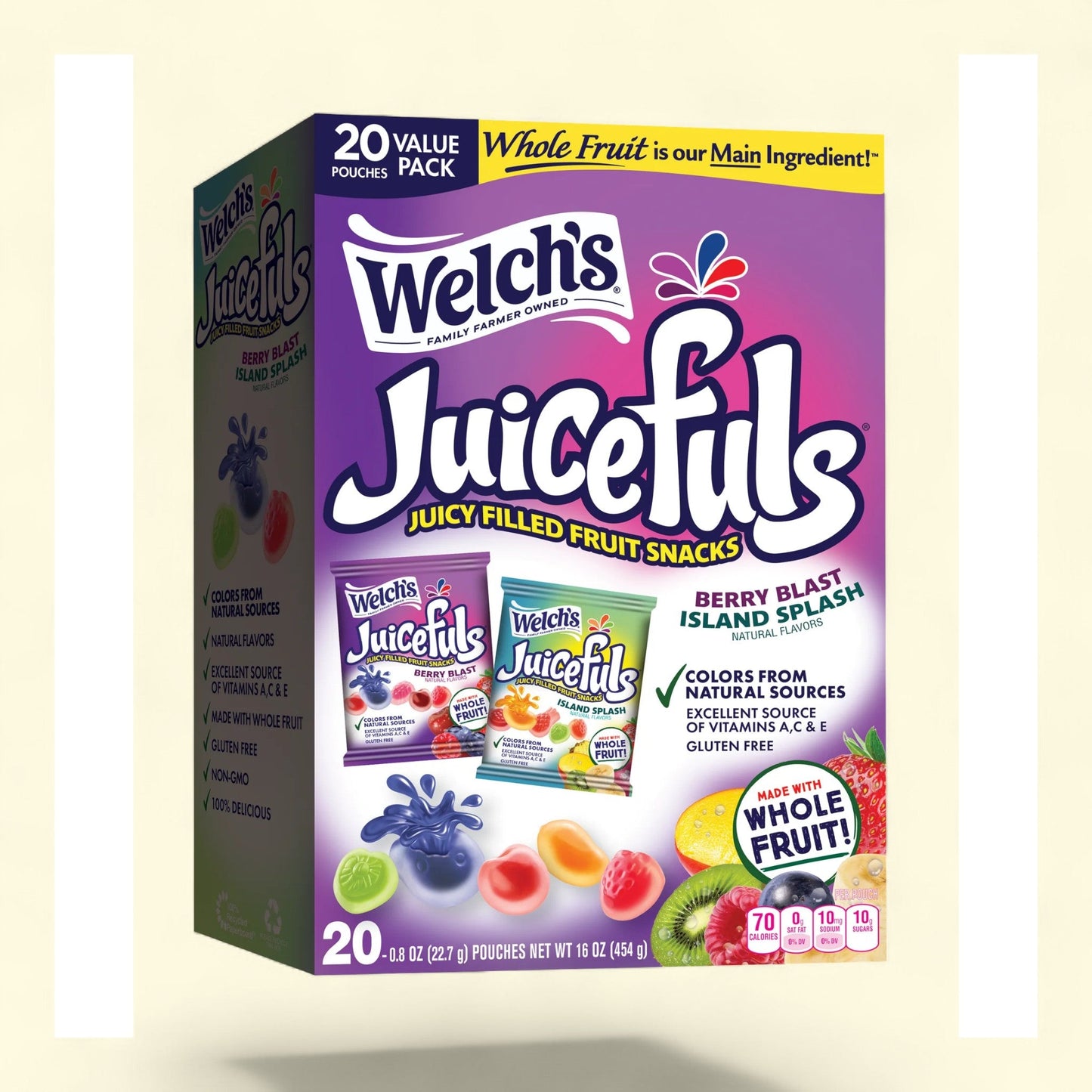 Welch's Fruit Snacks, Juicefuls Berry Blast and Island Splash, 20 Count, 0.8 oz