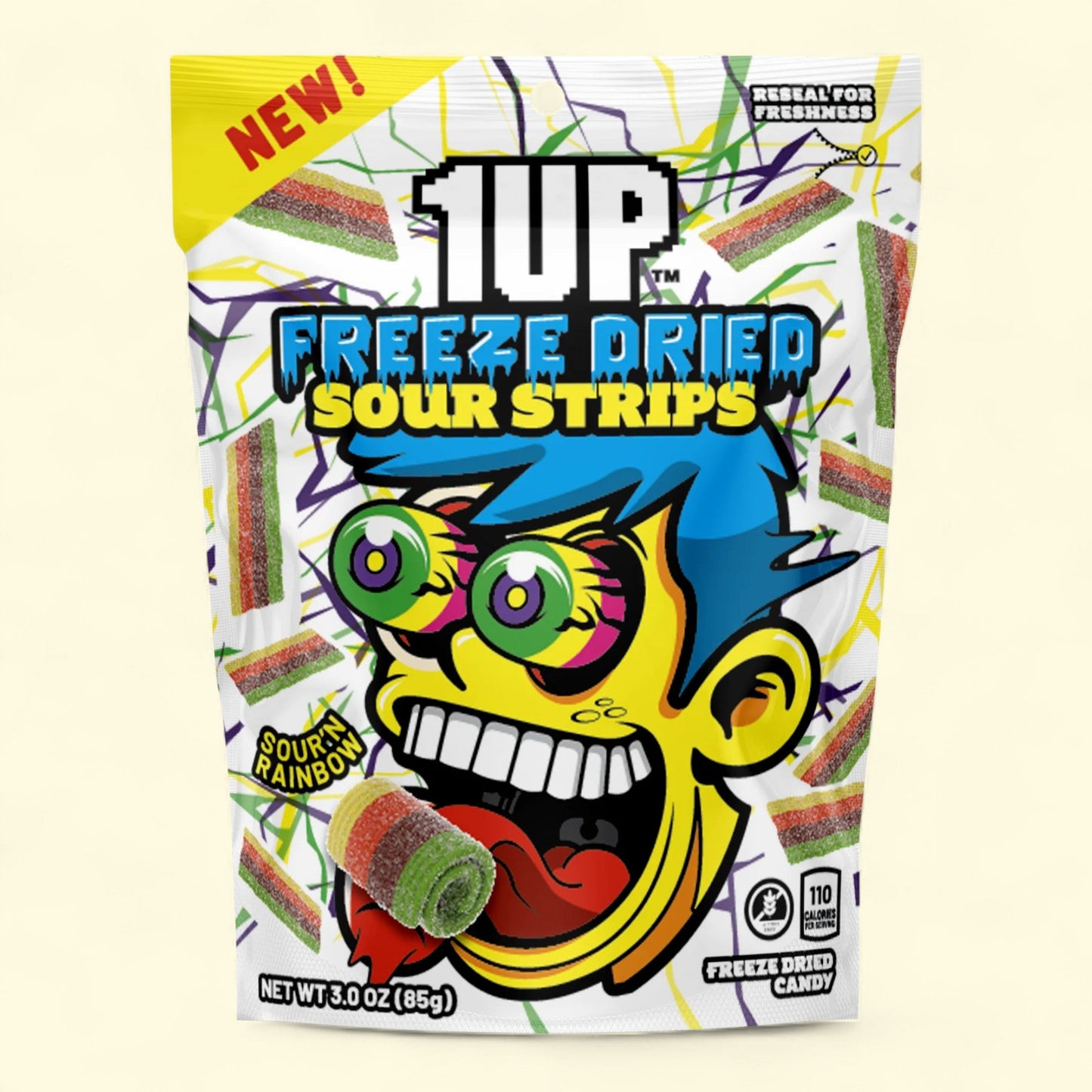 1UP Candy Rainbow Sour Strips, 3.0 oz
