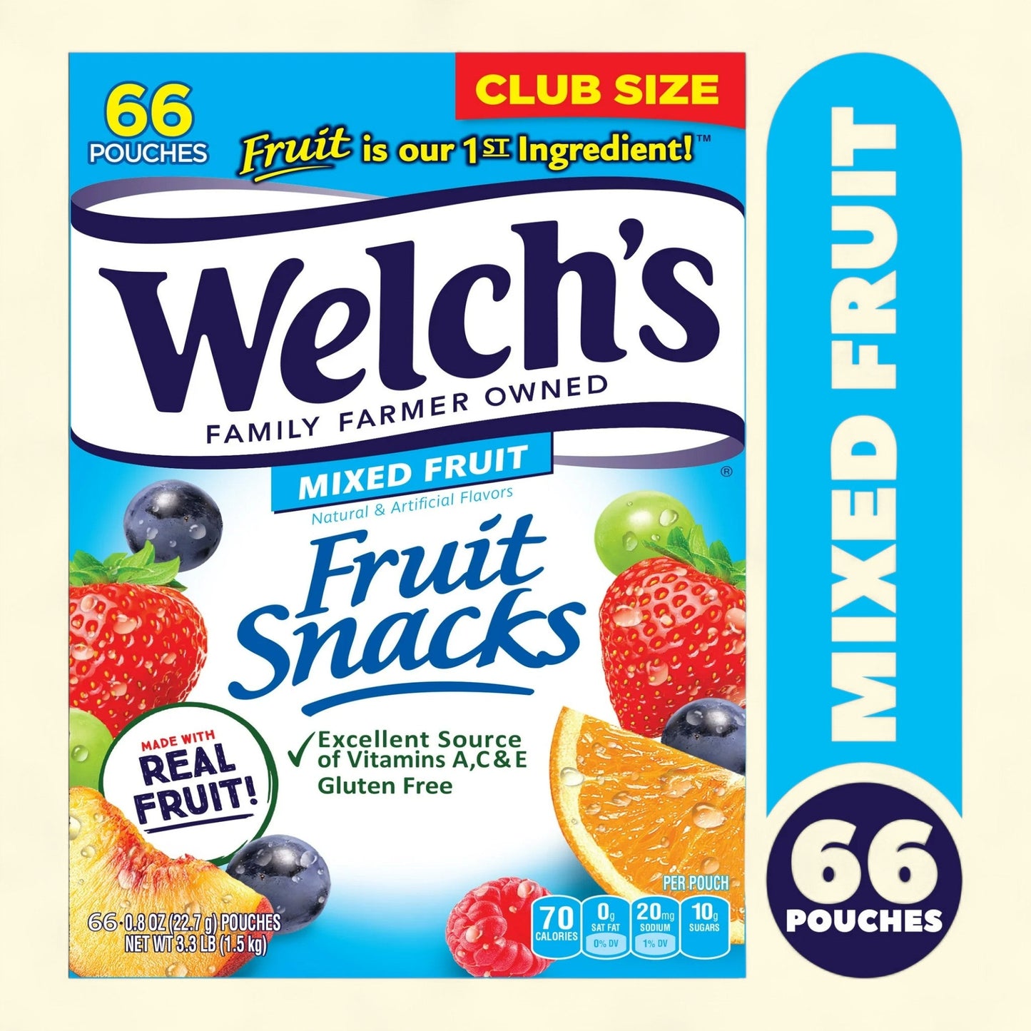 Welch's Mixed Fruit Snacks, 0.8 oz, 66 Count