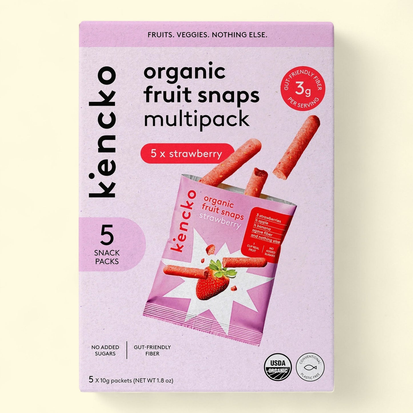 Kencko Strawberry Fruit Snaps, 5 x 0.35 oz