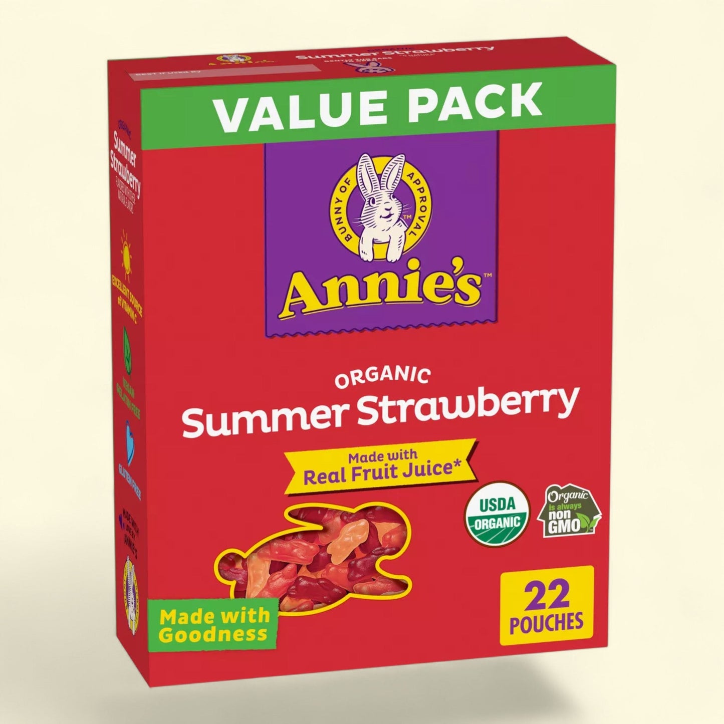 Annie's Organic Fruit Snacks, Strawberry - 22ct/15.4oz