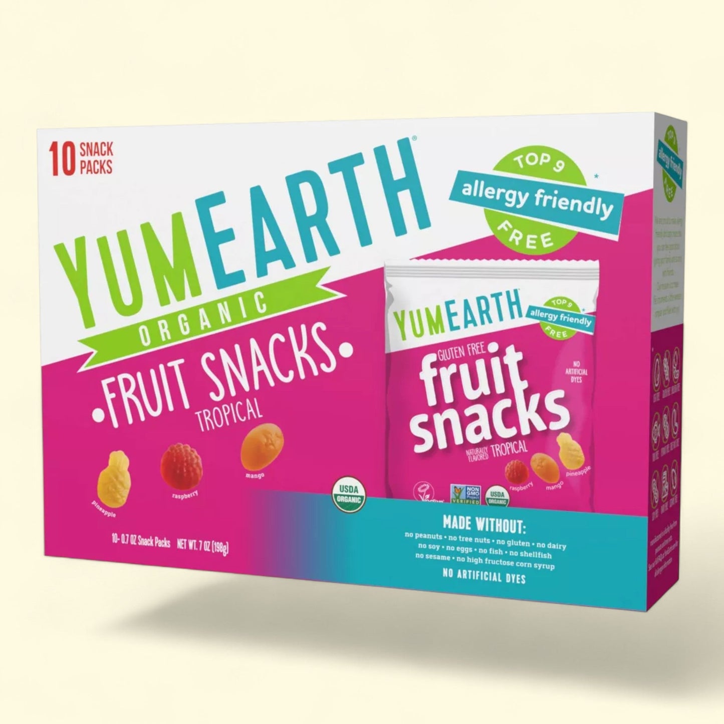 Yum Earth Tropical Fruit Snacks, 7oz/10ct
