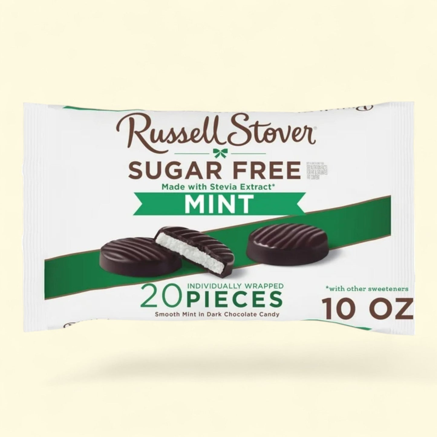 RUSSELL STOVER Dark Chocolate Mint Patties Candy, 10 oz.