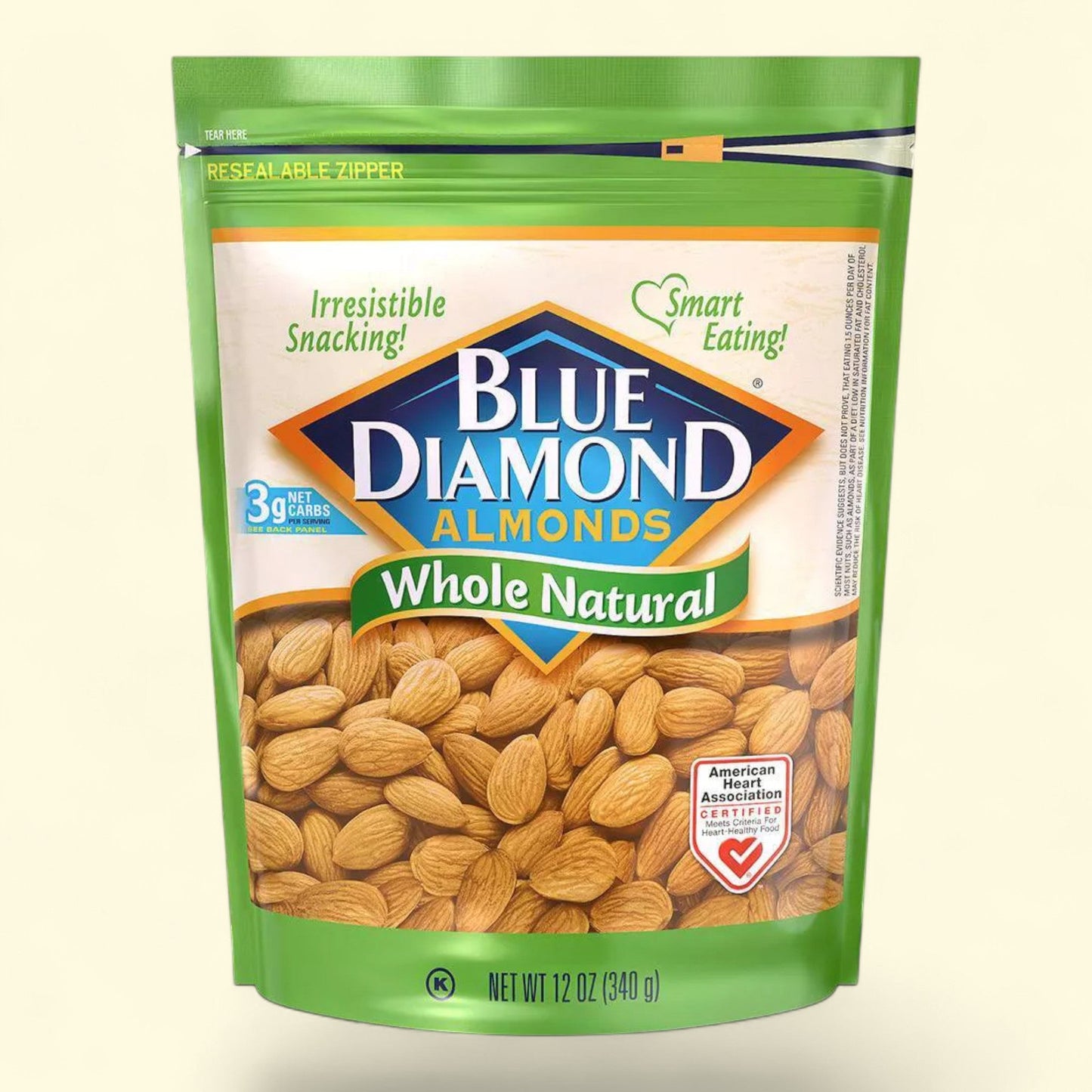 Blue Diamond Almonds Whole Natural, 12oz