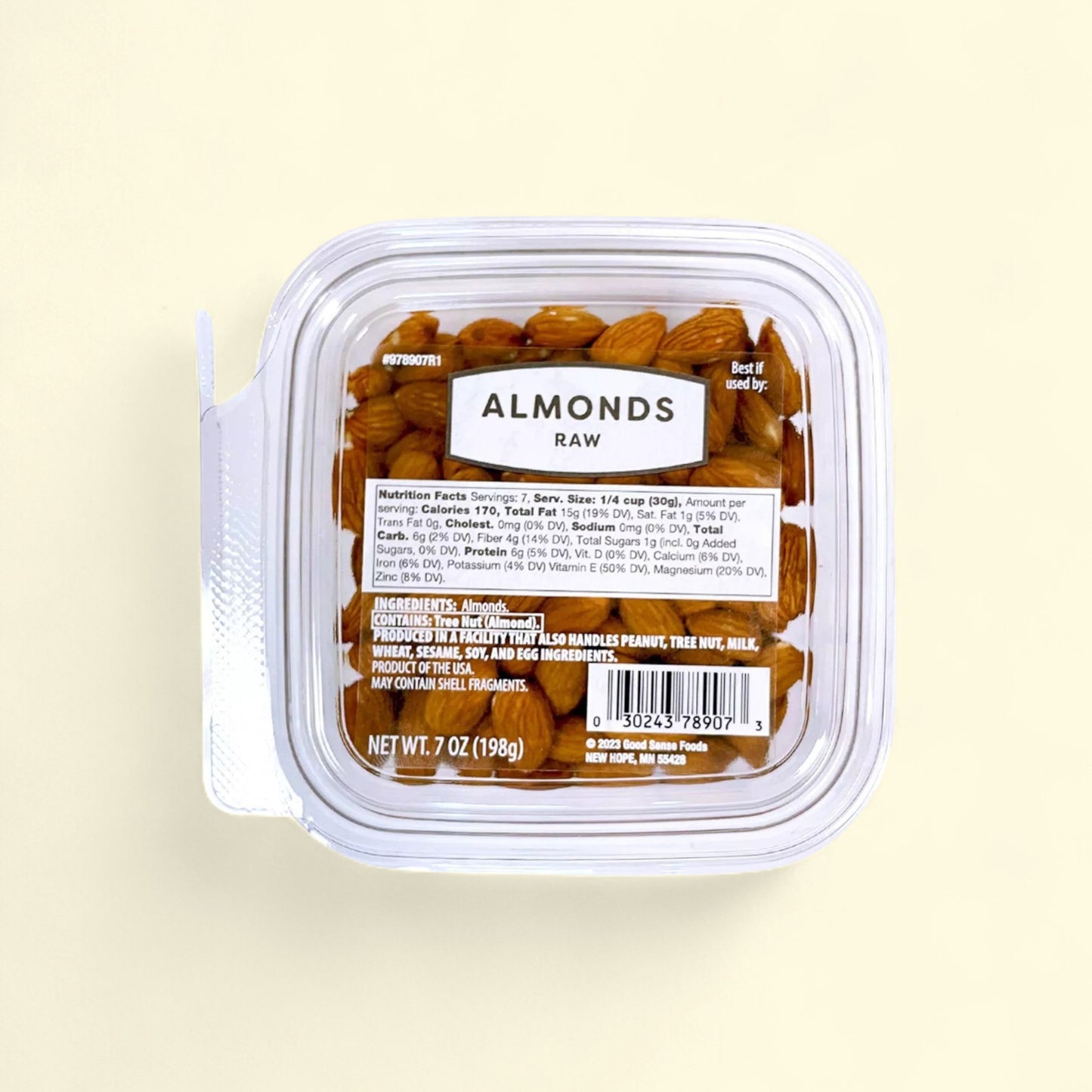 Raw Almonds, 7oz — authentic US product shipped worldwide by Treatspree