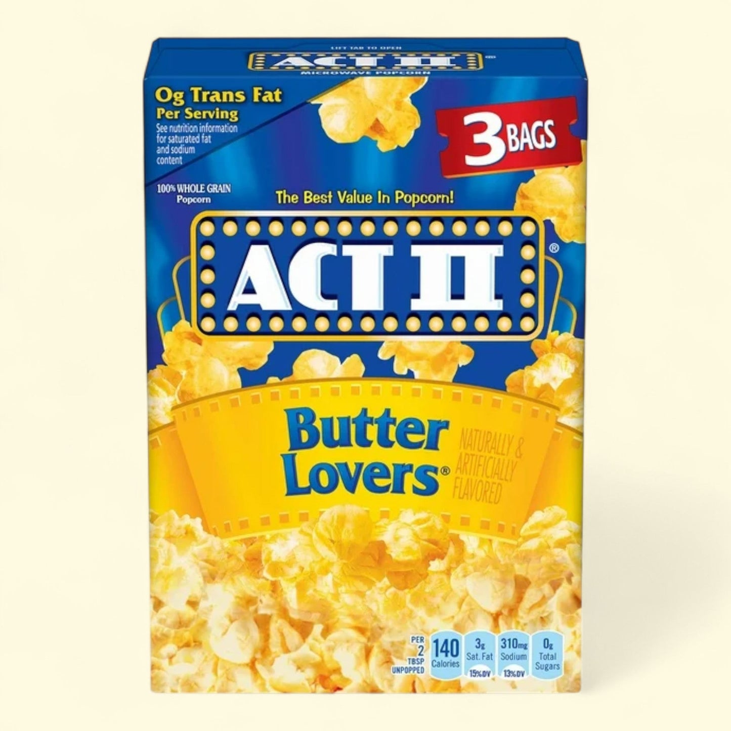Act II Butter Lovers Microwave Popcorn, 2.75 oz, 3 Count