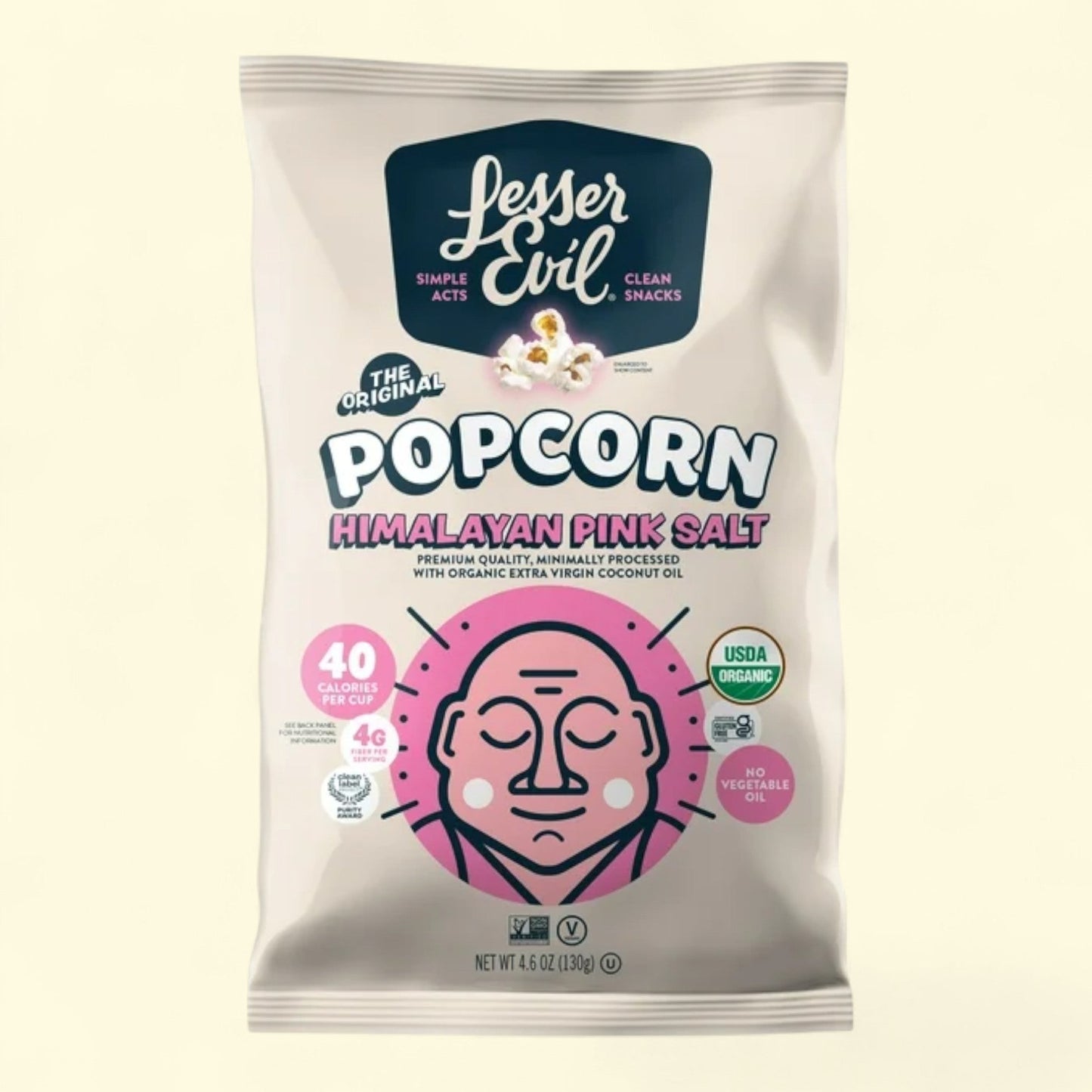 LesserEvil Organic Popcorn, Himalayan Pink, 4.6 oz