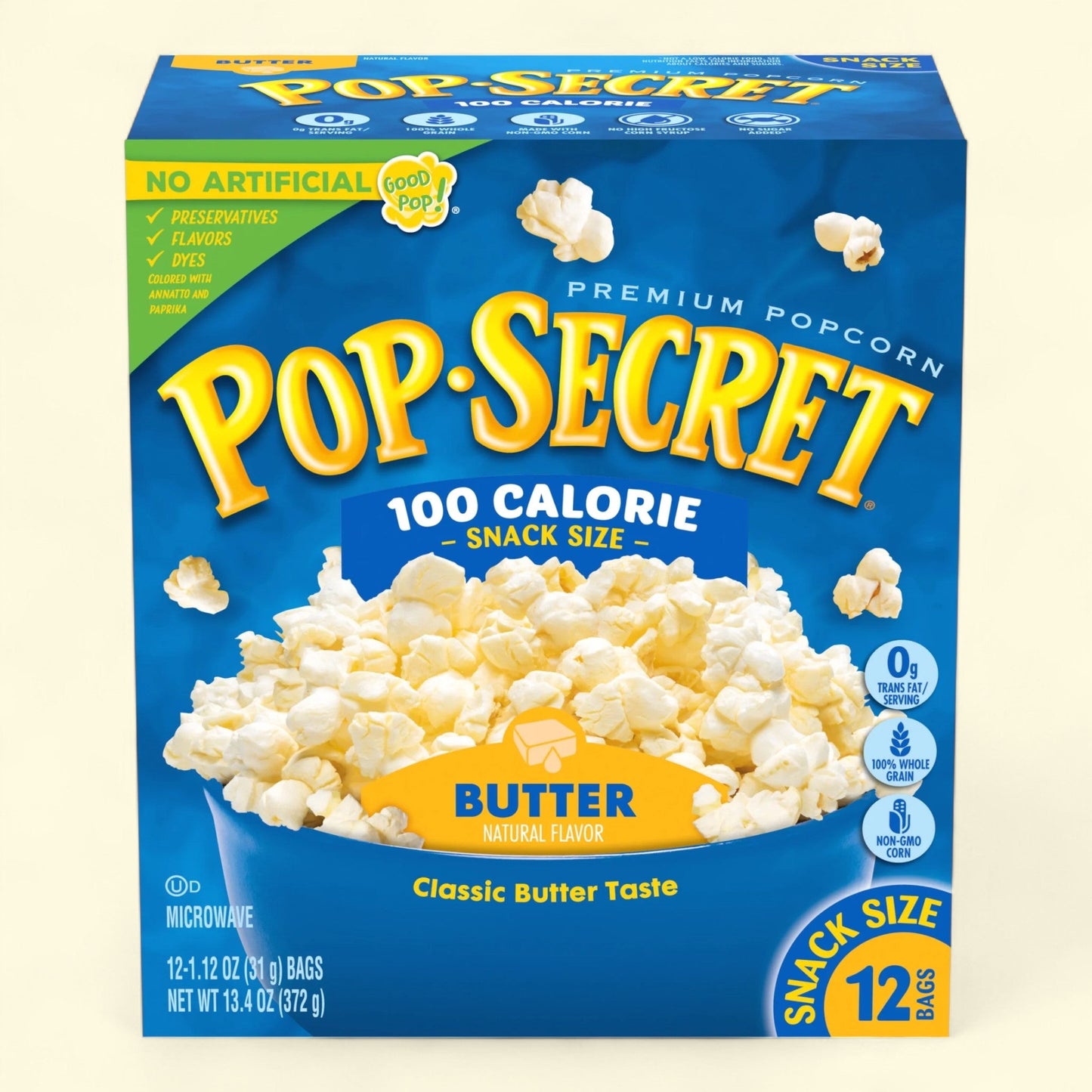 Pop Secret Microwave Popcorn, Butter Flavor, 1.1 oz, 12 Ct