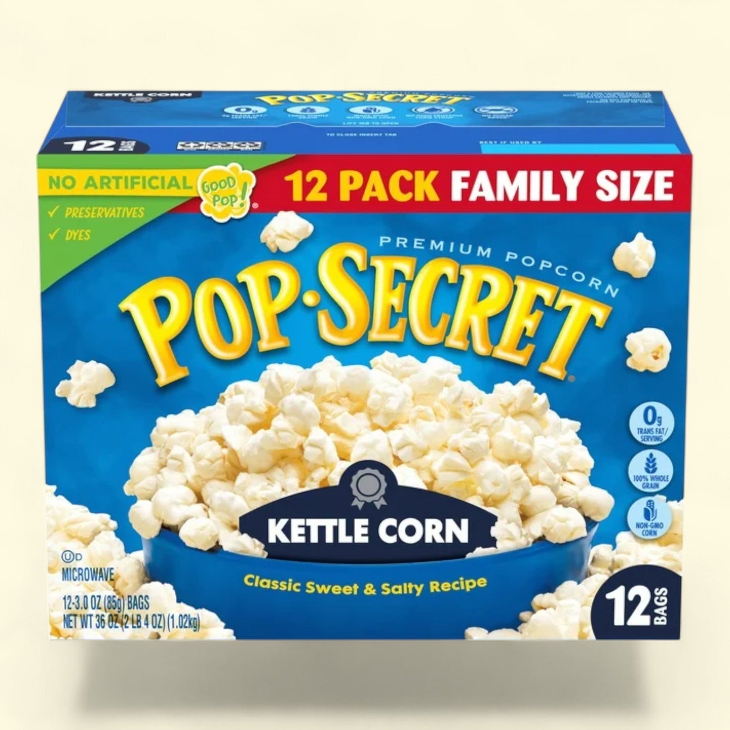 Pop Secret Popcorn, Kettle Corn Microwave Popcorn, 3 oz, 12 Ct
