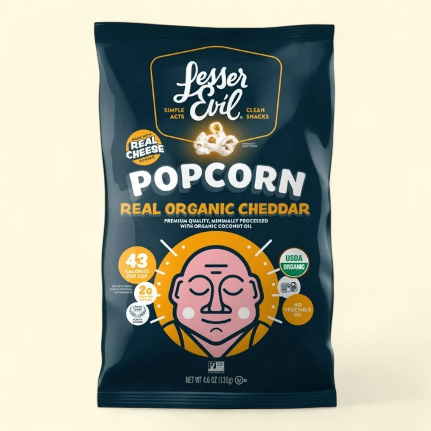 LesserEvil, Organic Popcorn, Real Organic Cheddar - 4.6oz