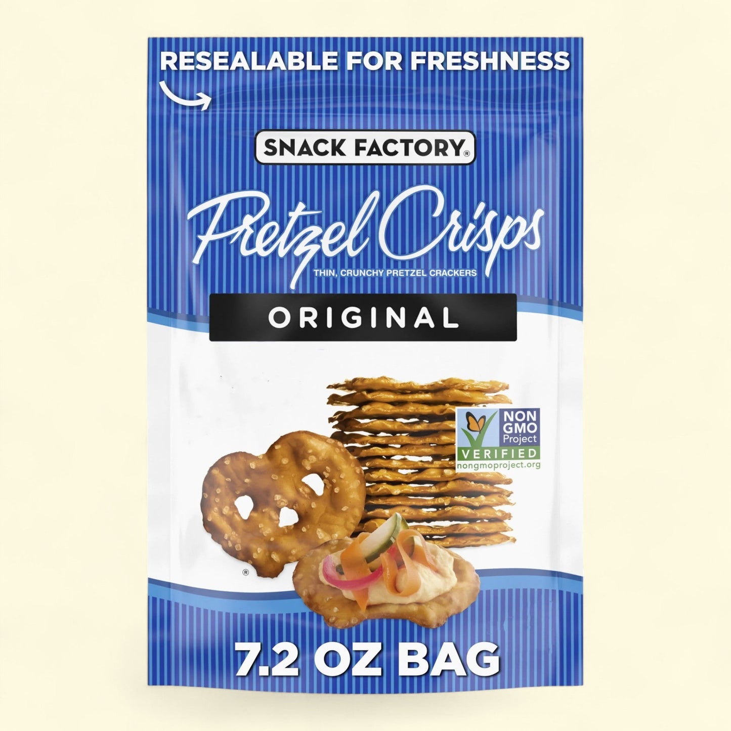 Snack Factory Original Pretzel Crisps, 7.2 oz — authentic US product shipped worldwide by Treatspree