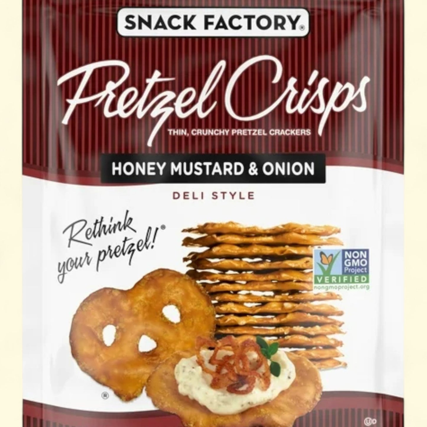Snack Factory Pretzel Crisps, Honey Mustard and Onion, 7.2 oz — authentic US product shipped worldwide by Treatspree