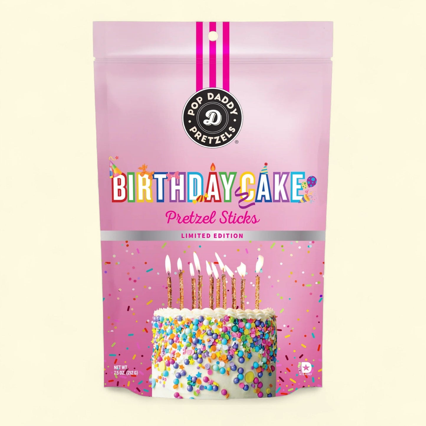 Pop Daddy Pretzels Birthday Cake Flavored Pretzel Sticks, 7.5 oz
