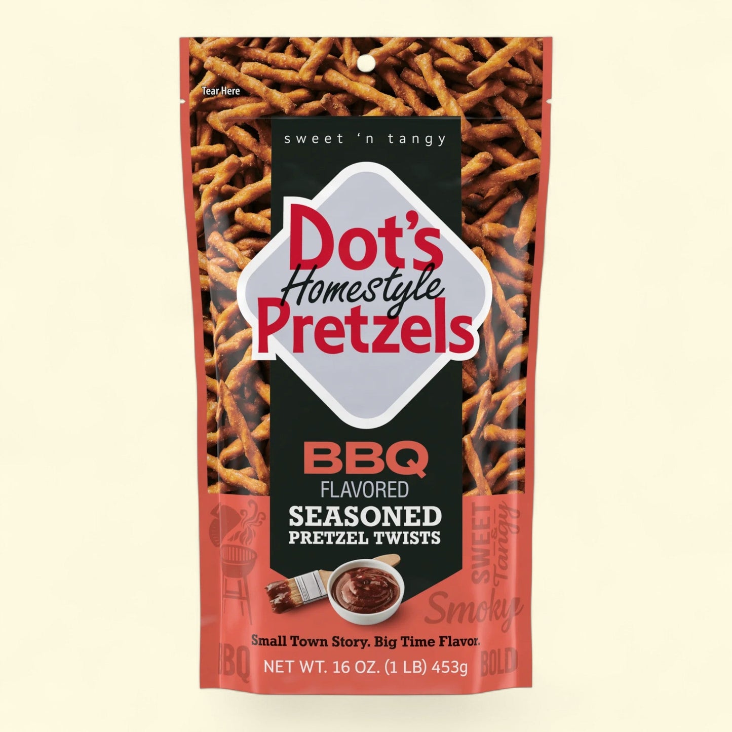 Dot's Homestyle Pretzels, BBQ Seasoned Pretzel Twists, 16oz Family Size Bag